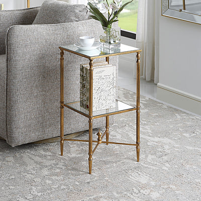 Henzler 33 W x 63 H x 33 D Silver Square Accent Table with Mirror Top