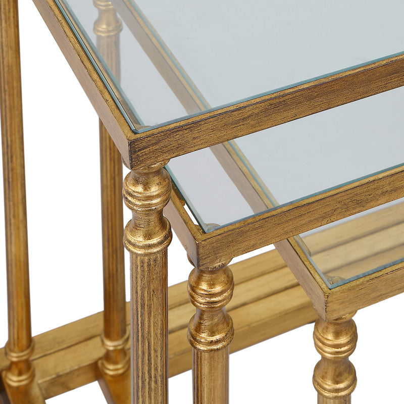 Henzler 62 W x 46 H x 63 D Gold Nesting Nesting Table with Mirror Top