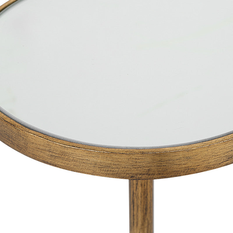Henzler 22 W x 58 H x 22 D Gold Round Accent Table with Mirror Top