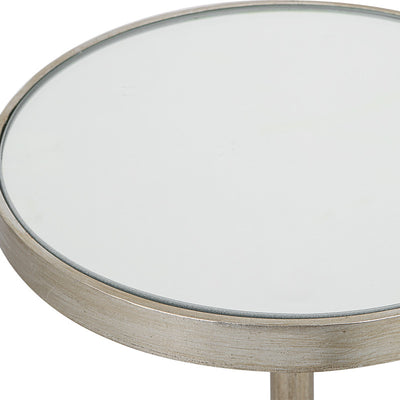 Henzler 22 W x 58 H x 22 D Silver Round Accent Table with Mirror Top