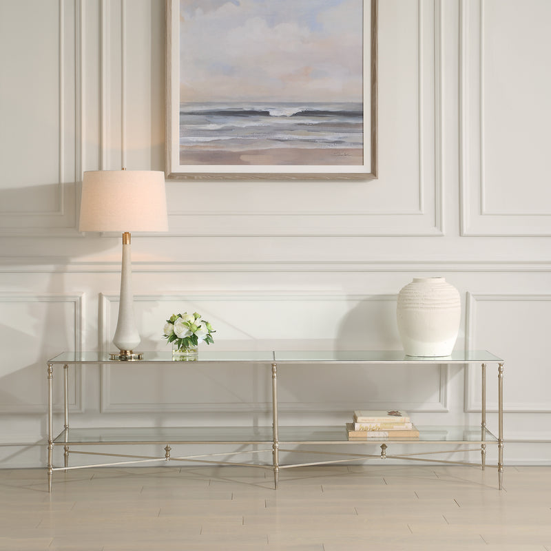 Henzler 200 W x 56 H x 48 D Silver Tv unit with Mirror Top