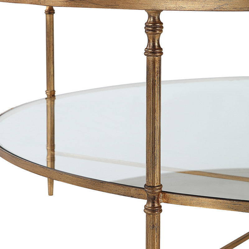 Henzler 126 W x 49 H x 126 D Gold Round Coffee Table with Mirror Top