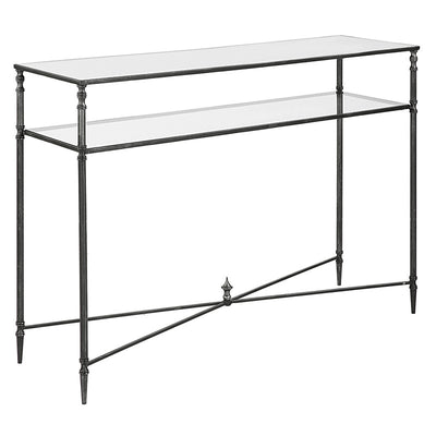 Henzler 114 W x 83 H x 35 D Silver Rectangle Console Table with Mirror Top
