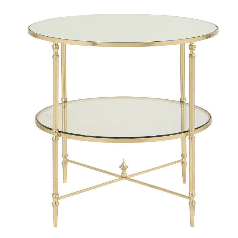 Henzler 68 W x 66 H x 68 D Gold Round End Table with Mirror Top