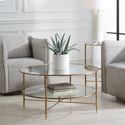 Henzler 91 W x 48 H x 91 D Round Coffee Table with Mirror Top