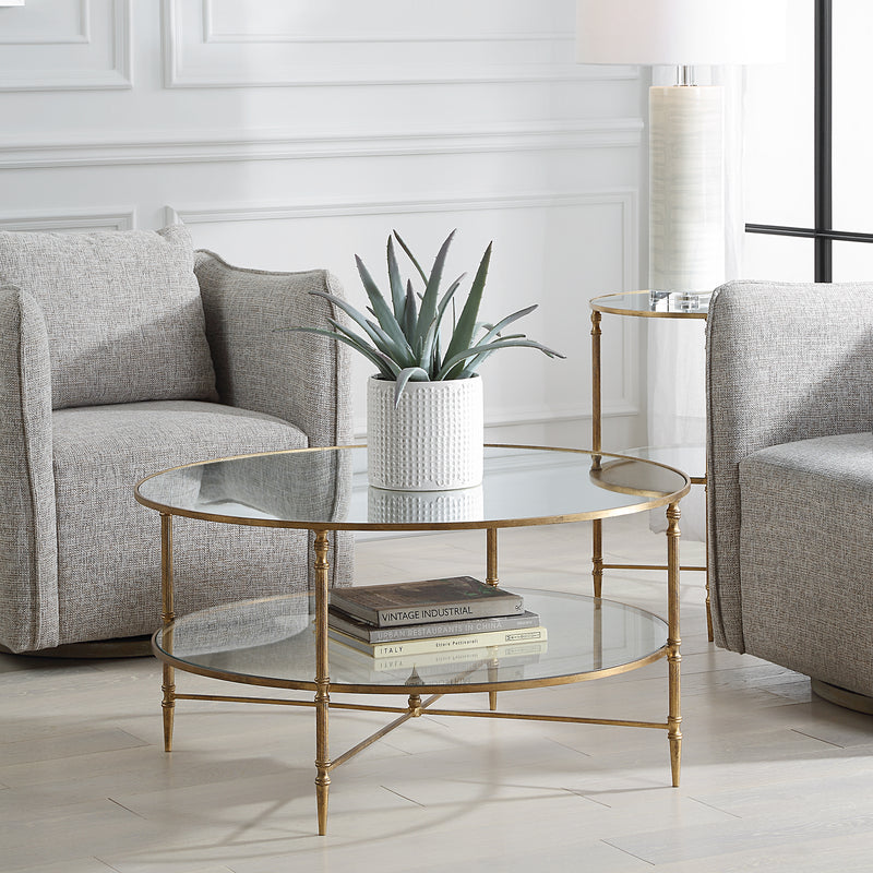 Henzler 91 W x 48 H x 91 D Round Coffee Table with Mirror Top