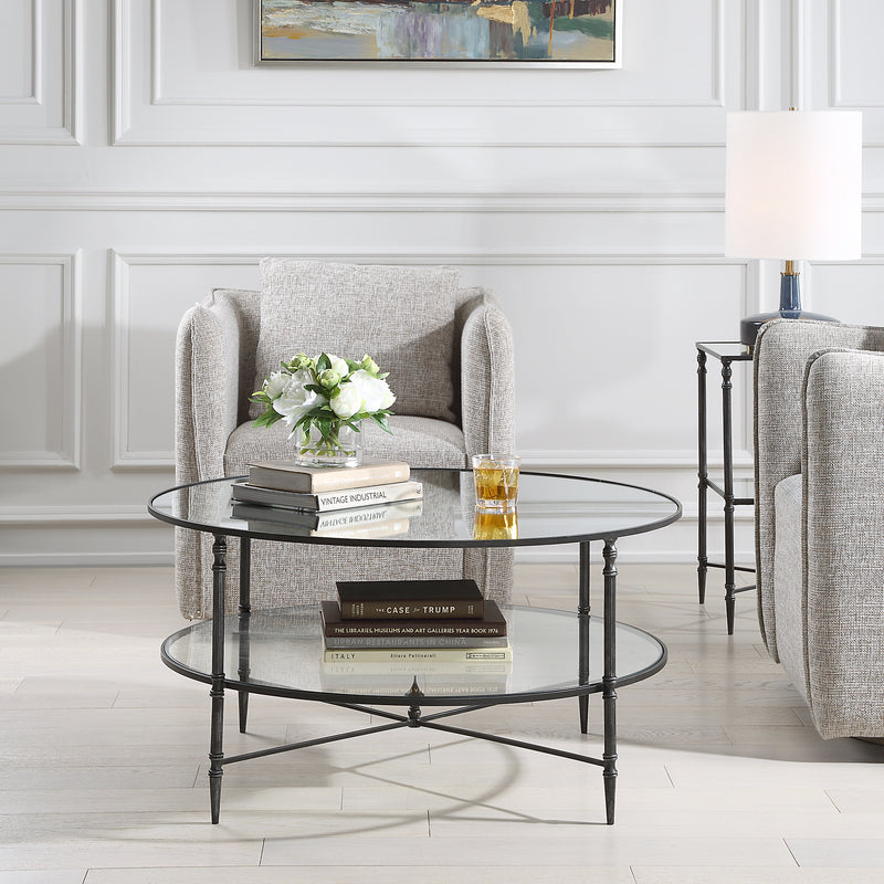 Henzler 91 W x 48 H x 91 D Round Coffee Table with Mirror Top