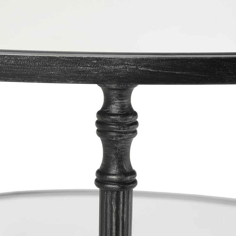 Henzler 106 W x 76 H x 106 D Black Round Coffee Table with Mirror Top