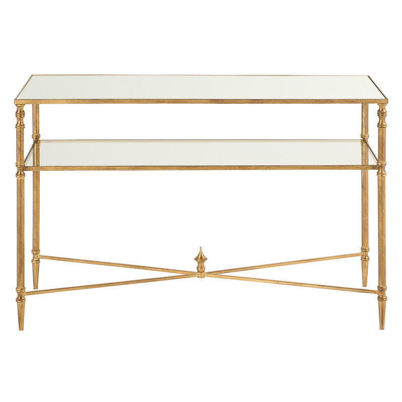 Henzler 91 W x 60 H x 35 D Gold Rectangle Accent Table with Mirror Top