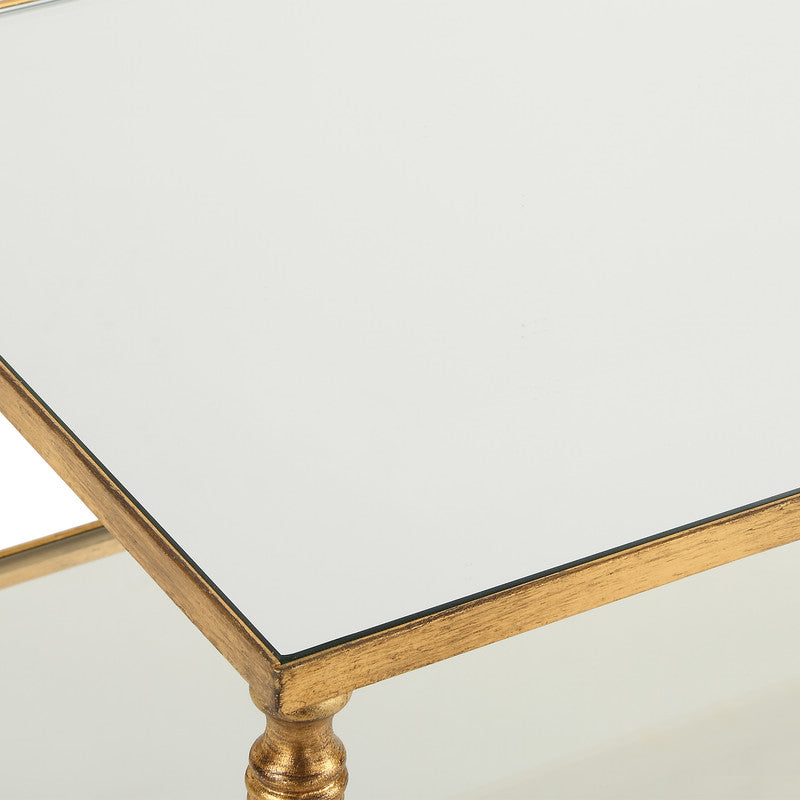 Henzler 91 W x 60 H x 35 D Gold Rectangle Accent Table with Mirror Top