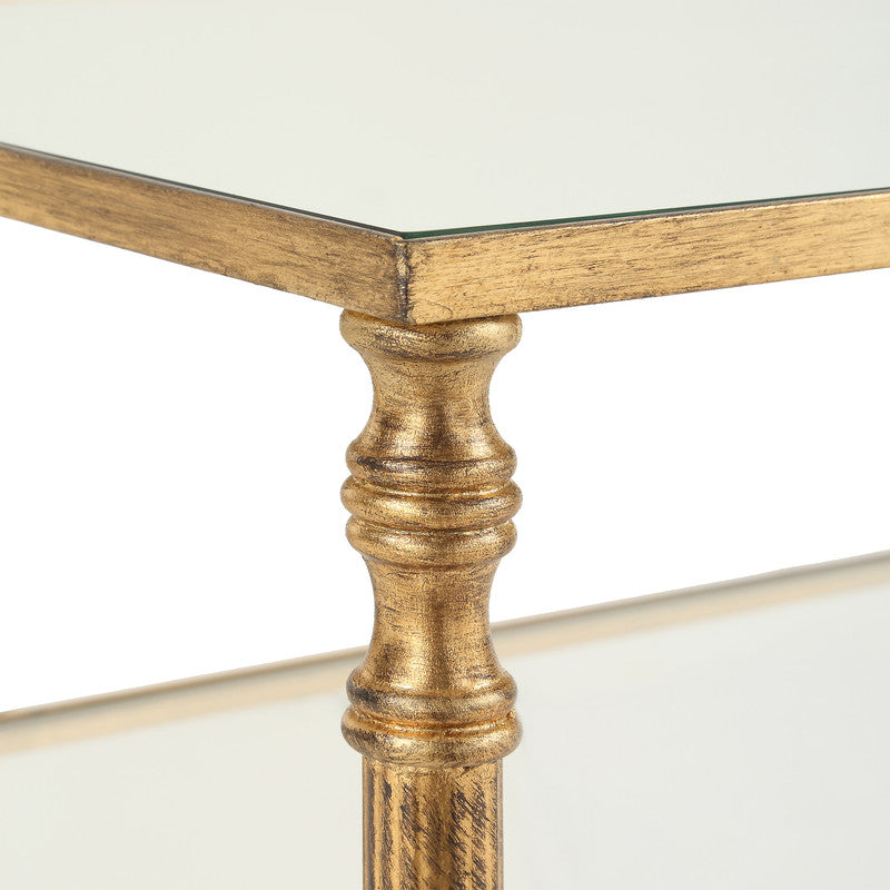 Henzler 91 W x 60 H x 35 D Gold Rectangle Accent Table with Mirror Top