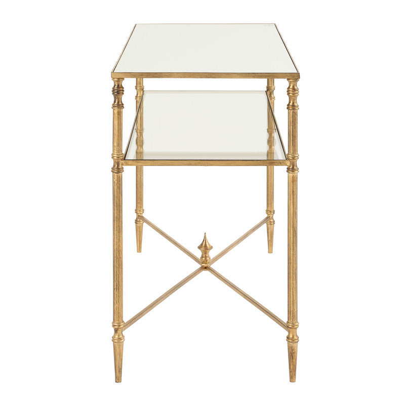 Henzler 91 W x 60 H x 35 D Gold Rectangle Accent Table with Mirror Top
