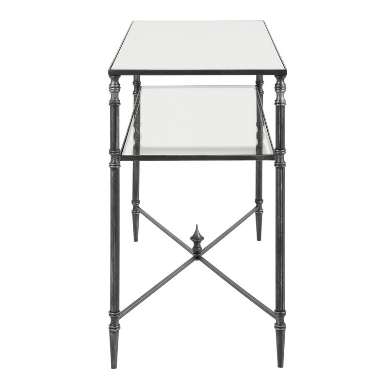 Henzler 91 W x 60 H x 35 D Black Rectangle Accent Table with Mirror Top