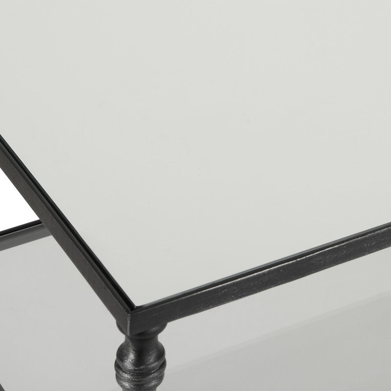 Henzler 91 W x 60 H x 35 D Black Rectangle Accent Table with Mirror Top
