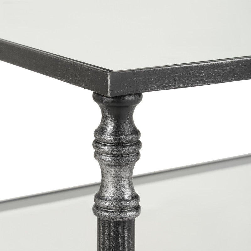 Henzler 91 W x 60 H x 35 D Black Rectangle Accent Table with Mirror Top