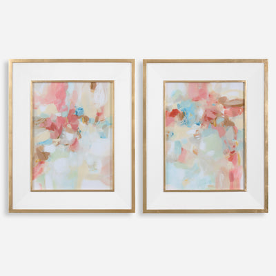 A Touch Of Blush And Rosewood Fences Framed Prints, S/2