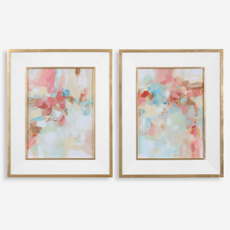 A Touch Of Blush And Rosewood Fences Framed Prints, S/2