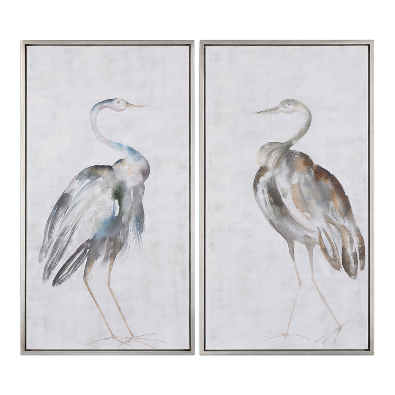 Summer Birds Hand Painted Canvases, S/2