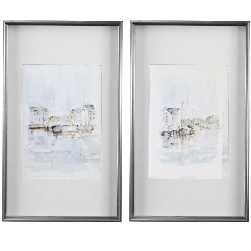 New England Port Framed Prints, S/2, 2 Cartons