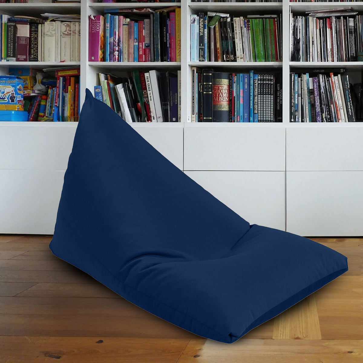 Ilkay Velvet Bean Bag Chair Dark Blue Small