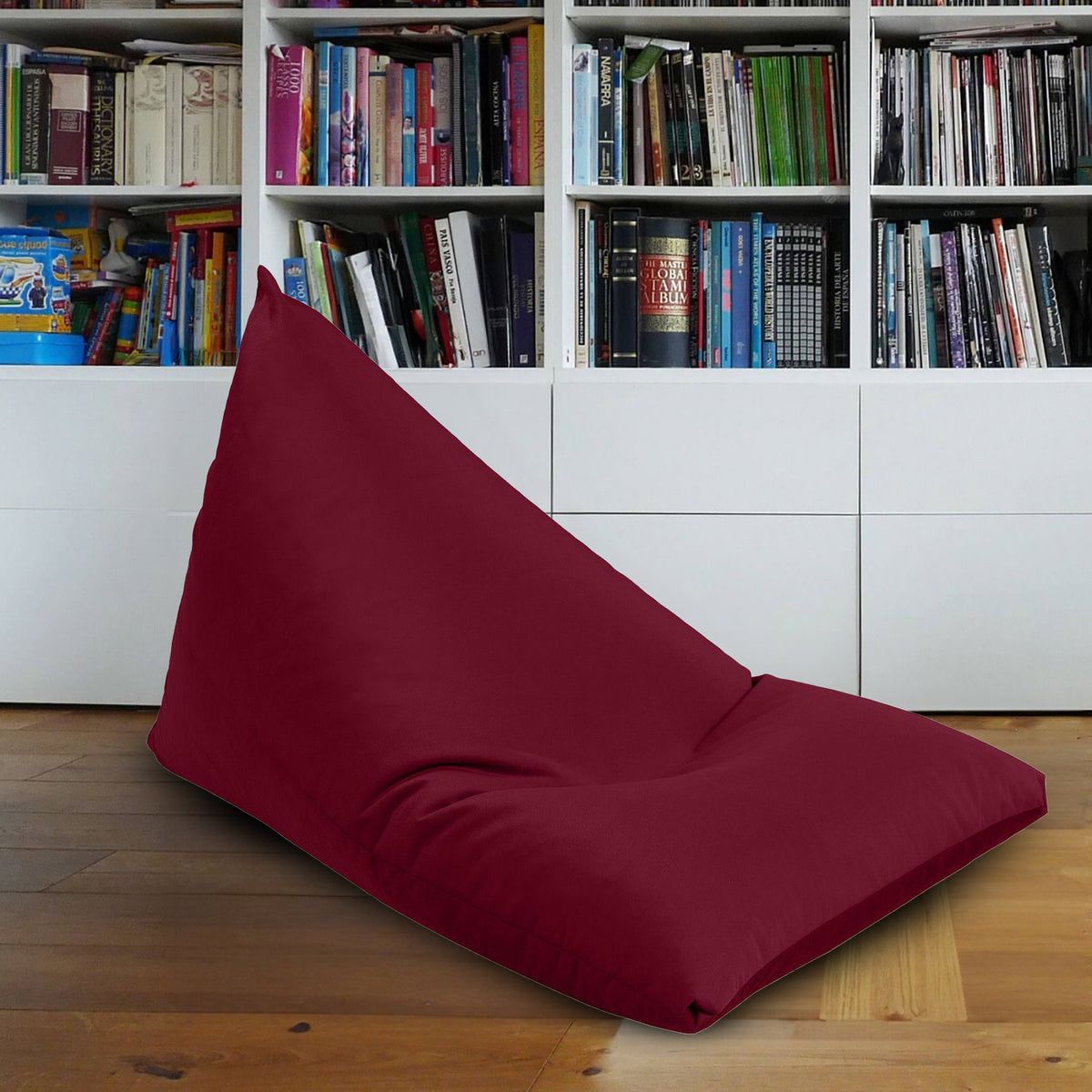 Ilkay Velvet Bean Bag Chair Burgundy Small