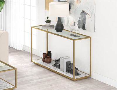 Amerah CONSOLE TABLE - White Arabescato Gold Finish