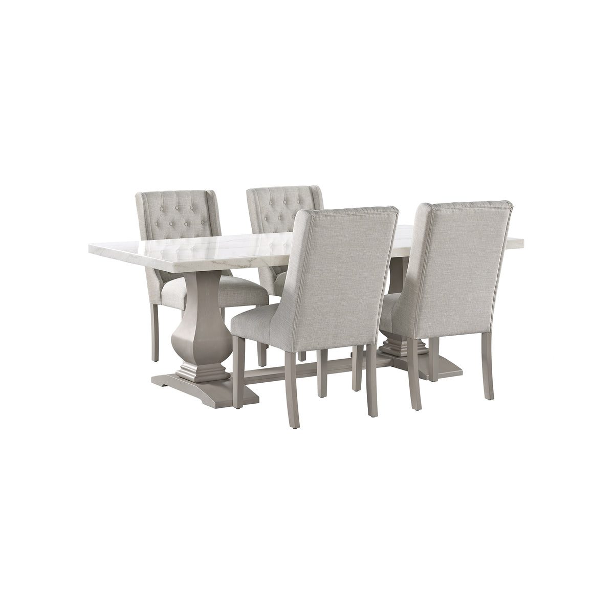 Monticello White Marble Dining Table 6-8 Seaters Grey