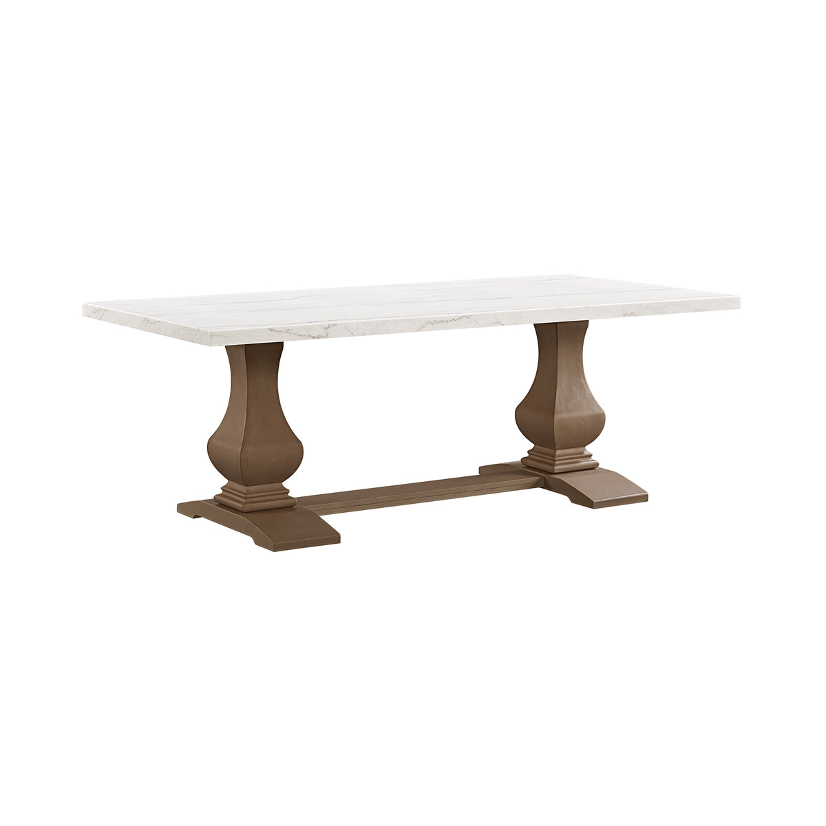 Monticello White Marble Dining Table 6-8 Seaters Oak Brown