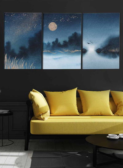 Night Moon Abstract Paintings(set of 3)