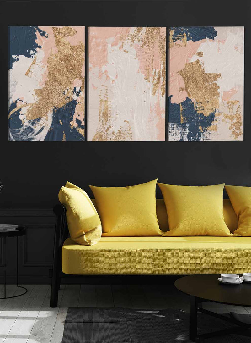 Oil Blush Abstract Paintings(set of 3)