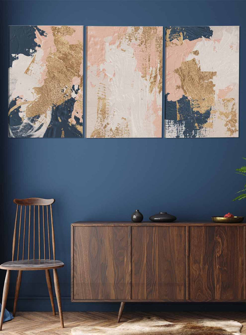 Oil Blush Abstract Paintings(set of 3)