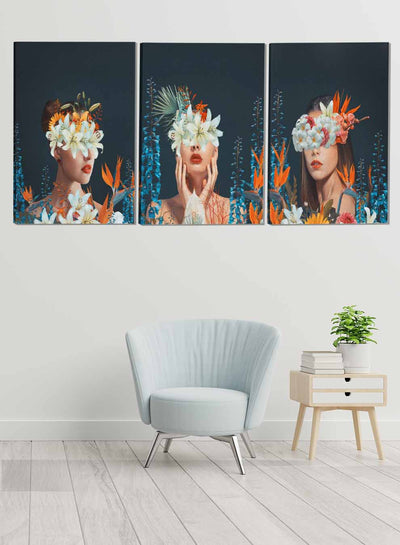 Women With Flowers Abstract Paintings(set of 3)