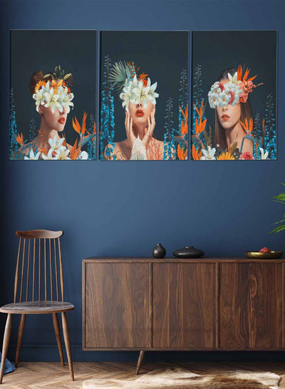 Women With Flowers Abstract Paintings(set of 3)