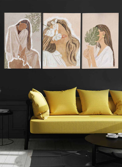 Beautiful Girl Abstract Paintings(set of 3)