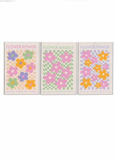 Flower Power Abstract Paintings(set of 3)