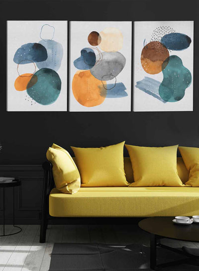 Hand Drawn Circles Abstract Paintings(set of 3)