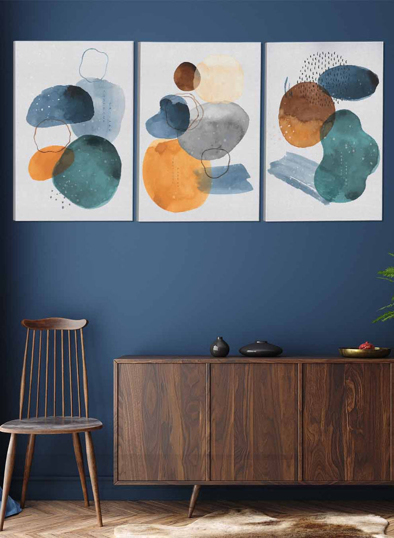 Hand Drawn Circles Abstract Paintings(set of 3)