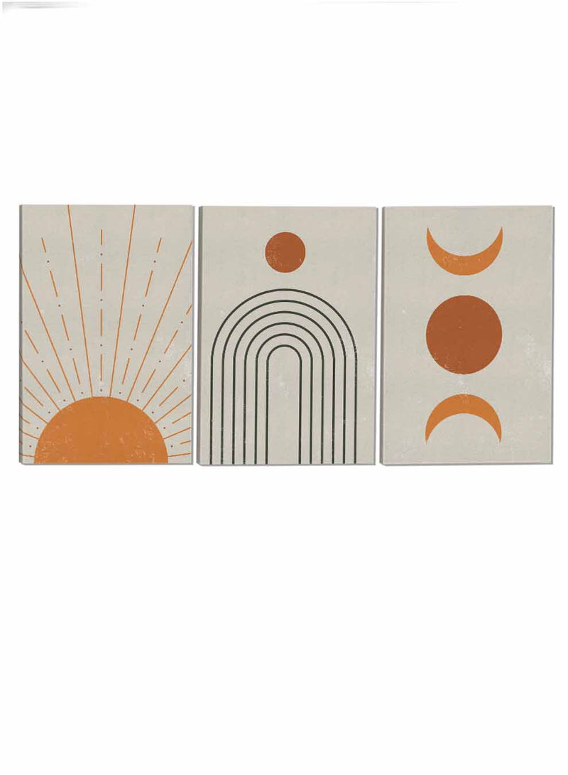 Sun Moon Crescent Moon Abstract Paintings(set of 3)