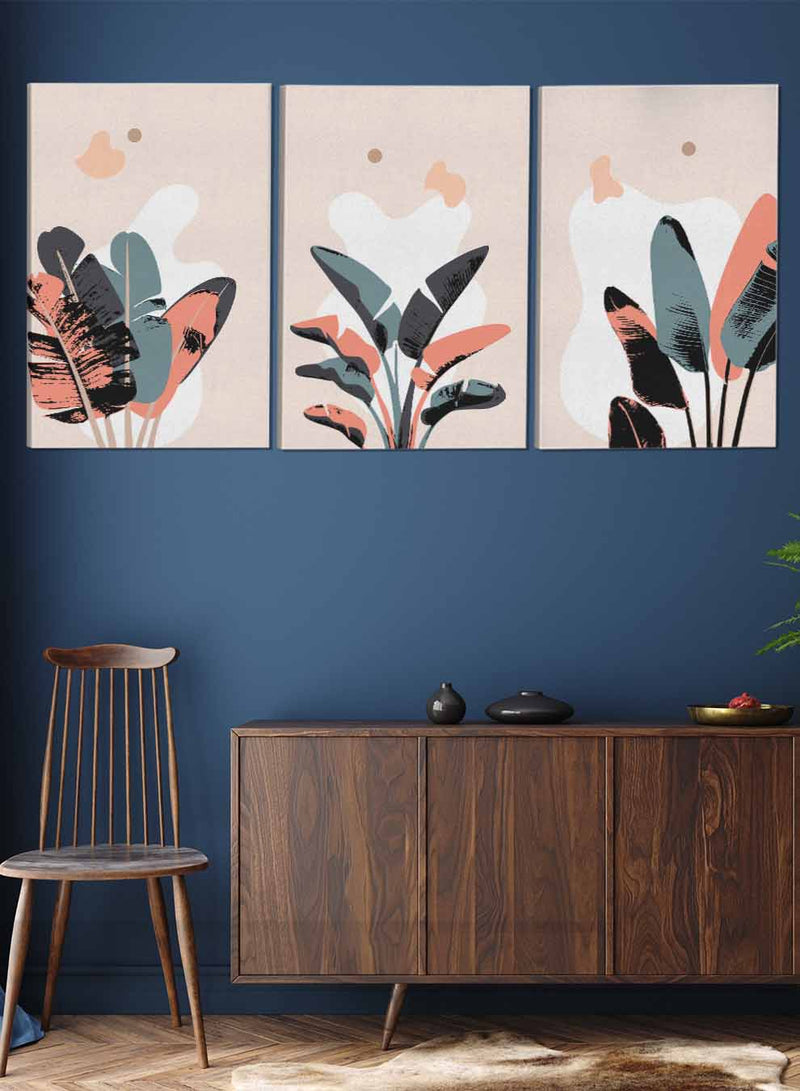 Tropical Foliage Abstract Paintings(set of 3)