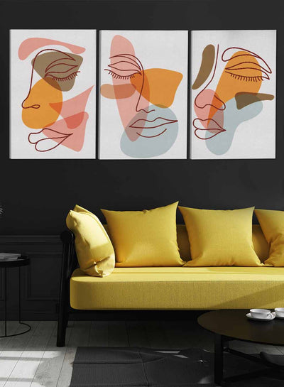 Woman Face Abstract Paintings(set of 3)