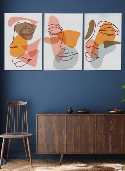 Woman Face Abstract Paintings(set of 3)