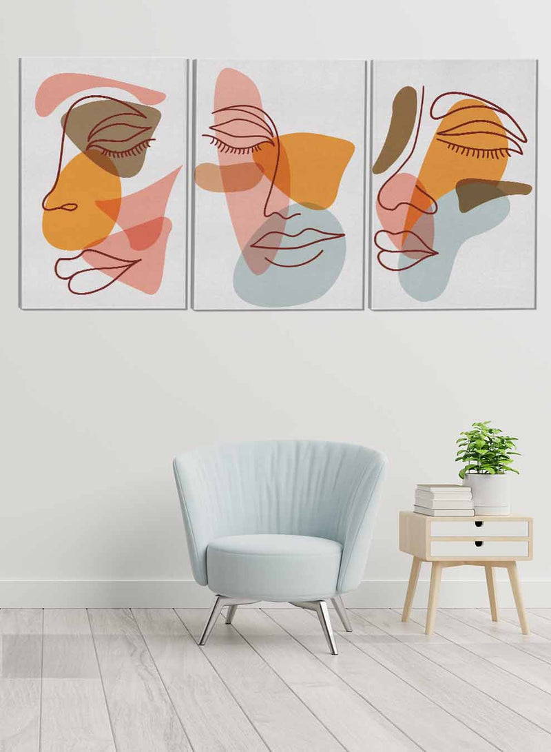 Woman Face Abstract Paintings(set of 3)