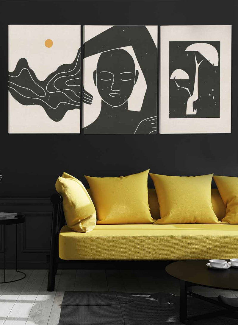 Woman And Tree Abstract Paintings(set of 3)