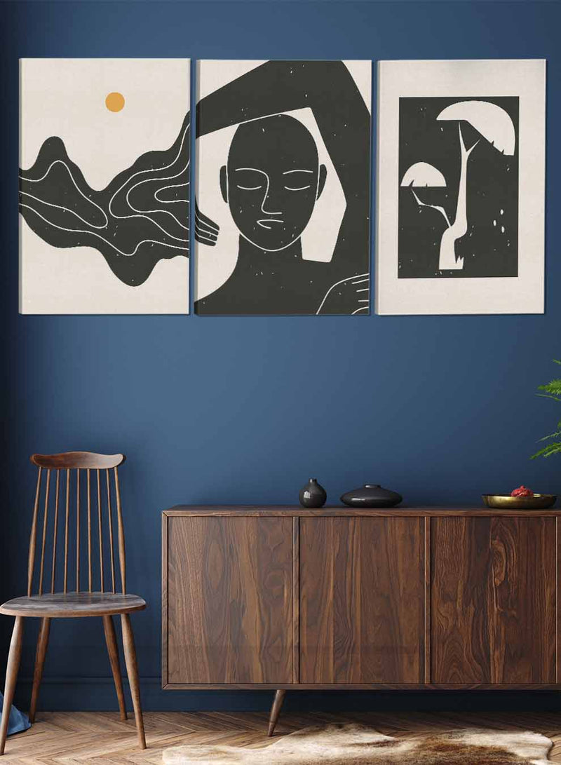 Woman And Tree Abstract Paintings(set of 3)
