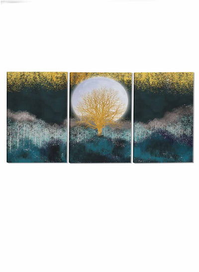 Christmas Trees And Moon Paintings(set of 3)