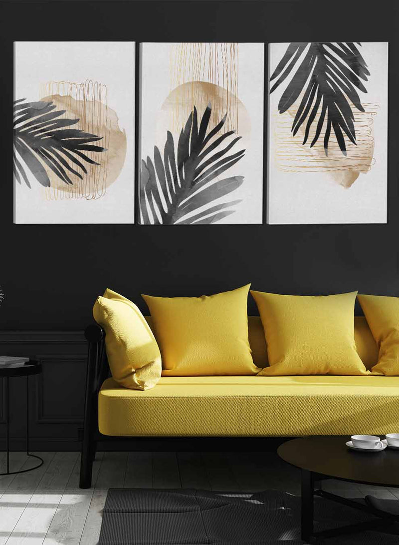 Palm Tropical Leaves Paintings(set of 3)