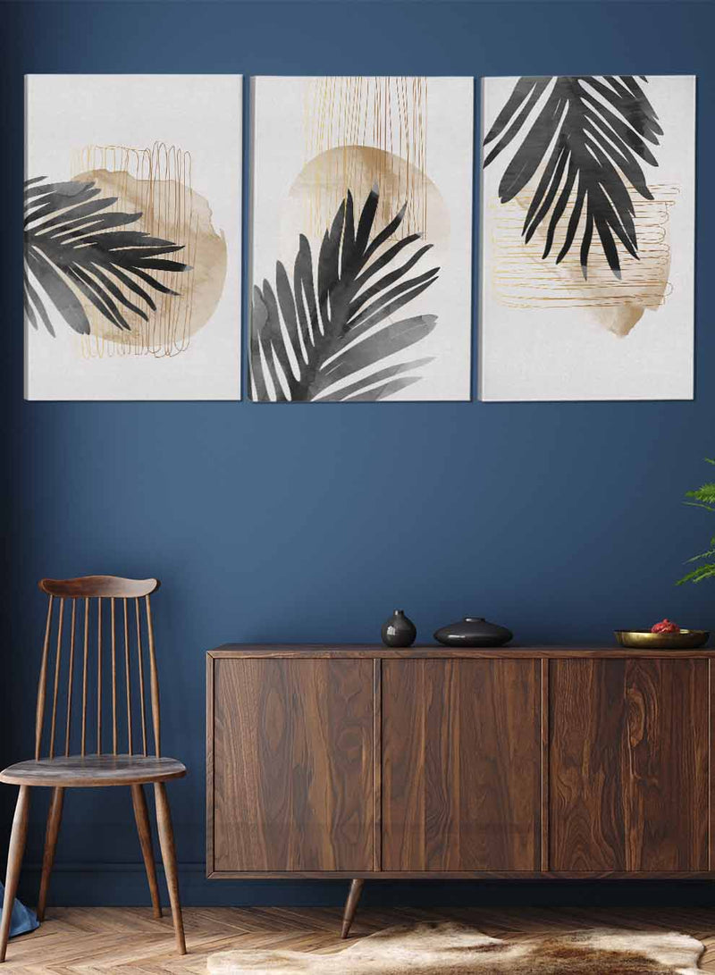 Palm Tropical Leaves Paintings(set of 3)
