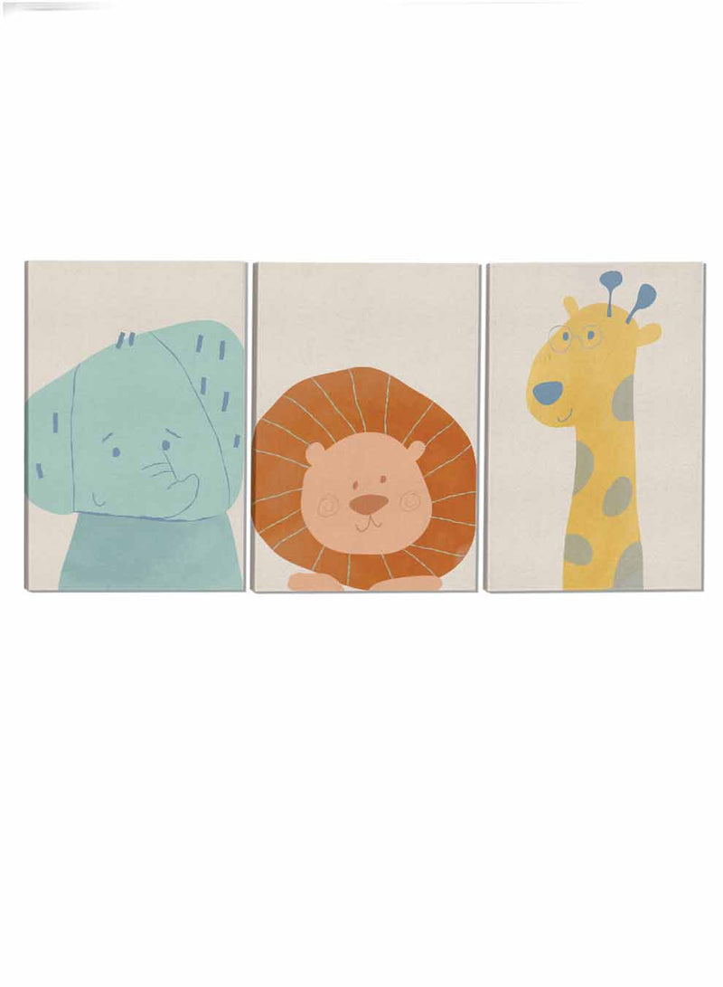 Kids Lion Elephant Giraffe Paintings(set of 3)
