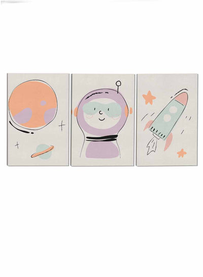 Kids Cute Astronaut Spaceship Paintings(set of 3)