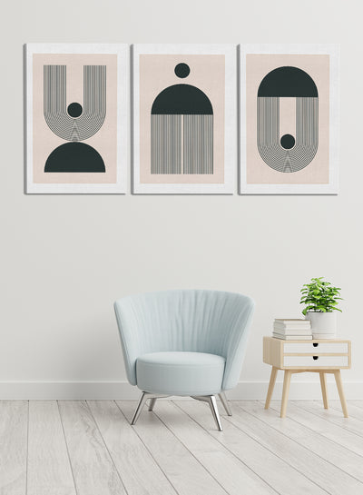 Shapes And Curved Lines Paintings(set of 3)